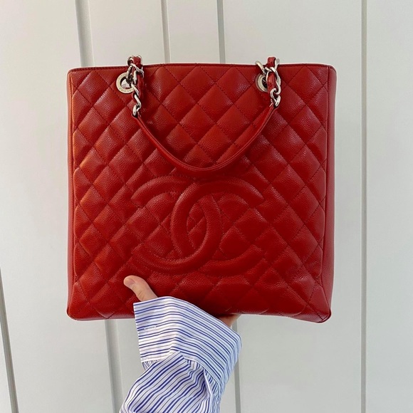 CHANEL Handbags - Chanel Red GST in Caviar Leather